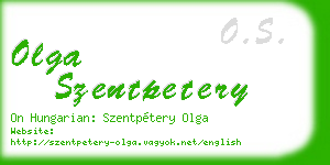 olga szentpetery business card