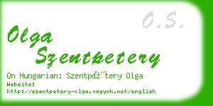 olga szentpetery business card